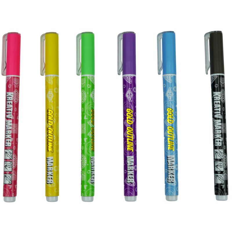 WEDO marqueurs créatifs DORÉ + OUTLINE, 1,0-2,0 mm, étui 6 pièces