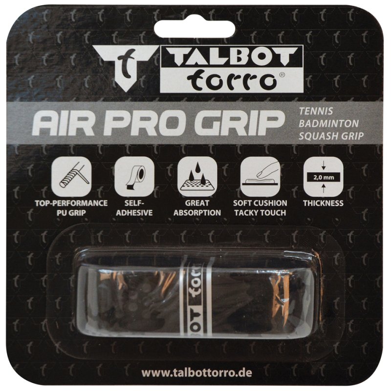 TALBOT torro band de préhension de base AIRPRO GRIP, noir, 25 mm × 1,15 m, auto-adhésif