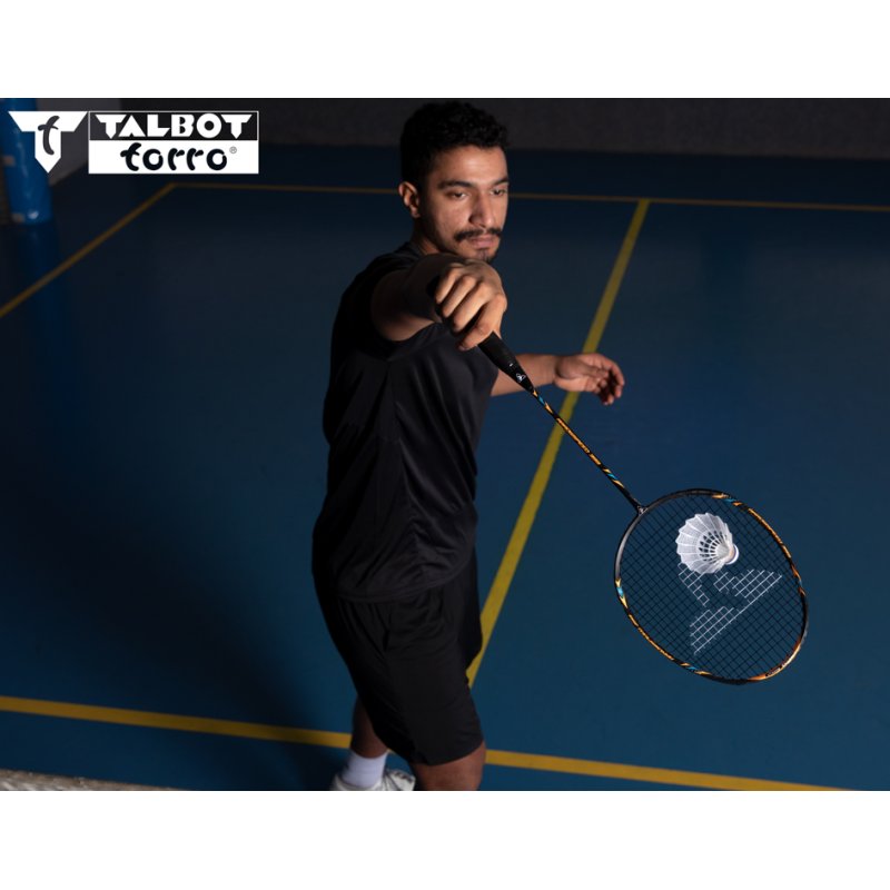 TALBOT torro badmintonracket Arrowspeed 399, zwart/neon-oranje, 89 g, vollgrafiet