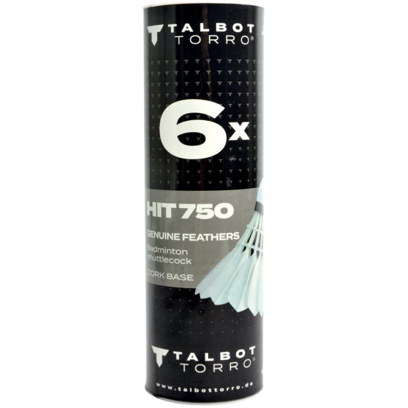 TALBOT torro badmintonshuttles Hit 750, slow, wit, 6 stuks