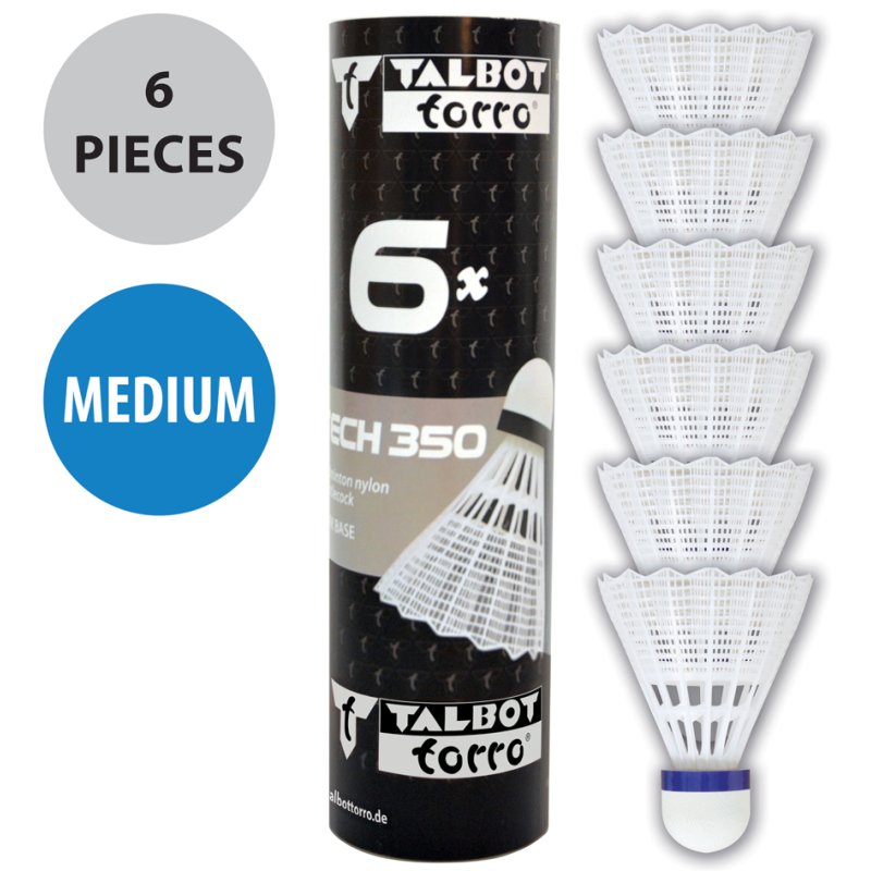 TALBOT torro badmintonshuttle Tech 350, medium, geel/blauw, 6 stuks