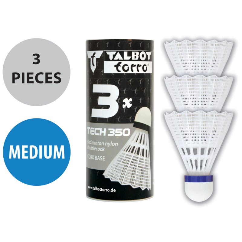 TALBOT torro badmintonshuttles Tech 350, nylon, geel/rood, 3 stuks