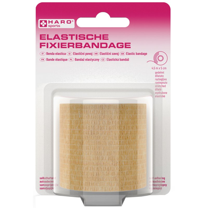 HARO bande de fixation élastique, 50 mm × 4,5 m, beige