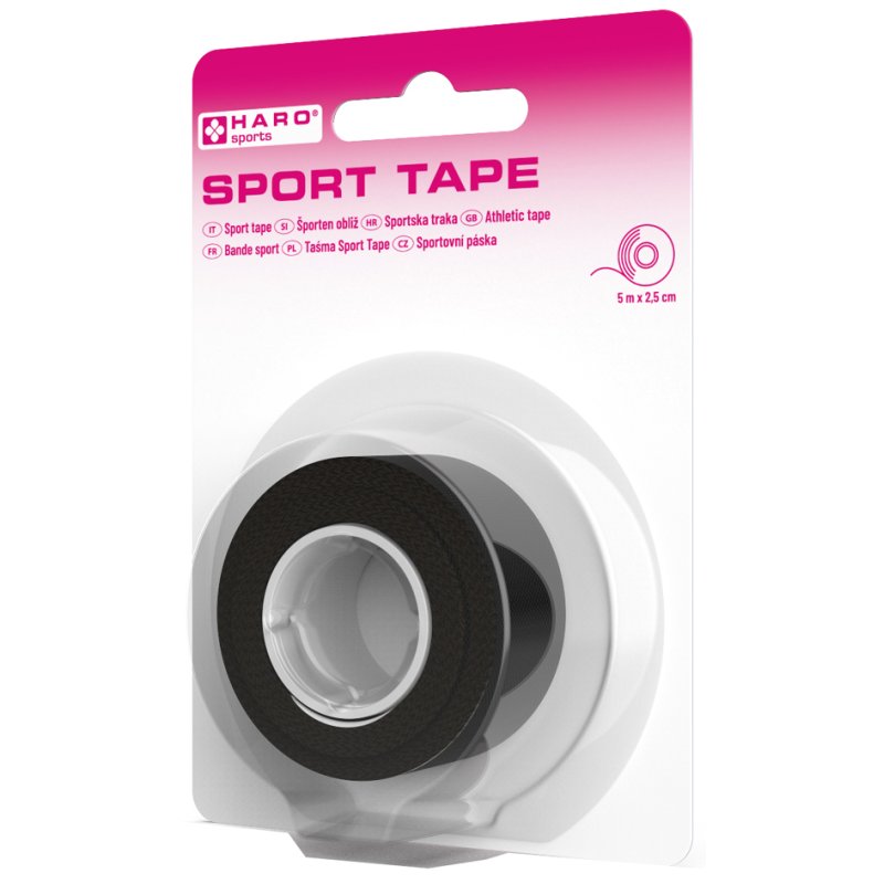 HARO ruban de sport, noir, 25 mm × 5 m, coton