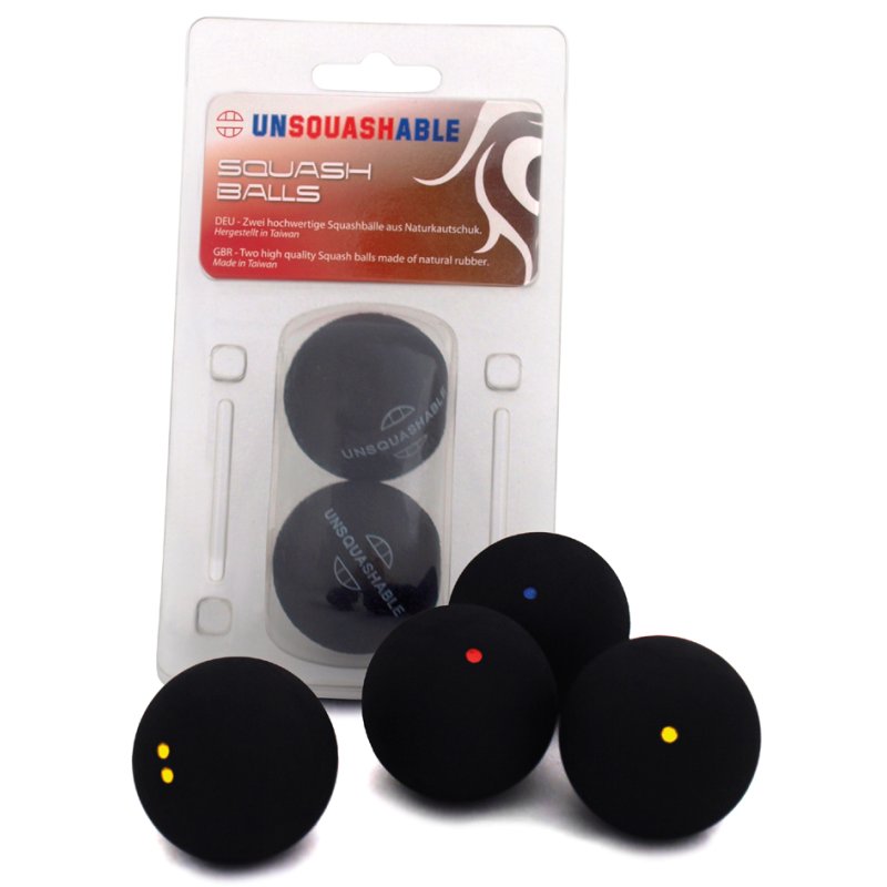 UNSQUASHABLE squashbal, zwart, extra langzaam, 2 stuks