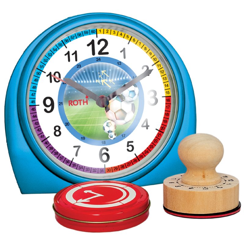 ROTH voetbalwekker & stempelset voor kinderen, blauw