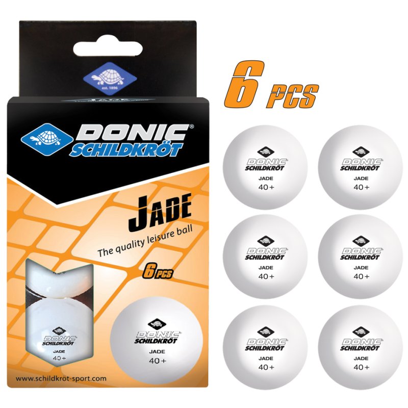 DONIC SCHILDKRÖT balles de tennis de table Jade, blanc, 40 mm, 6 pièces