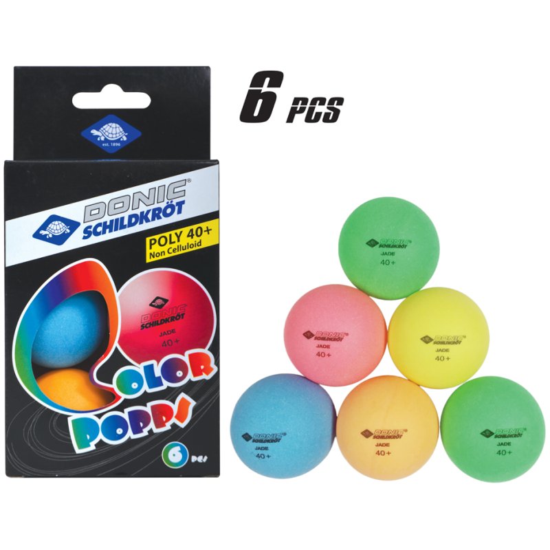 DONIC SCHILDKRÖT balles de tennis de table, couleurs assorties, 40 mm, 6 pièces