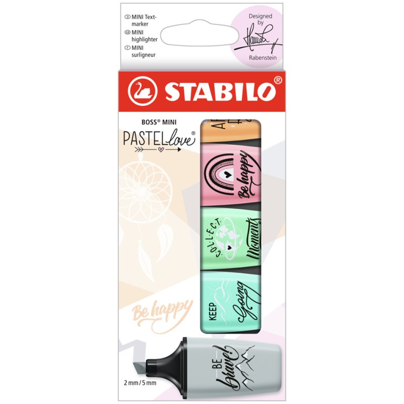 STABILO highlighters Boss Mini Pastel Love, set of 3, pink/turquoise/mint green
