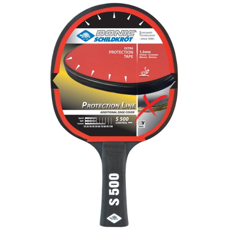 DONIC SCHILDKRÖT Protection Line S500 table tennis bat, black/red, control 80/100