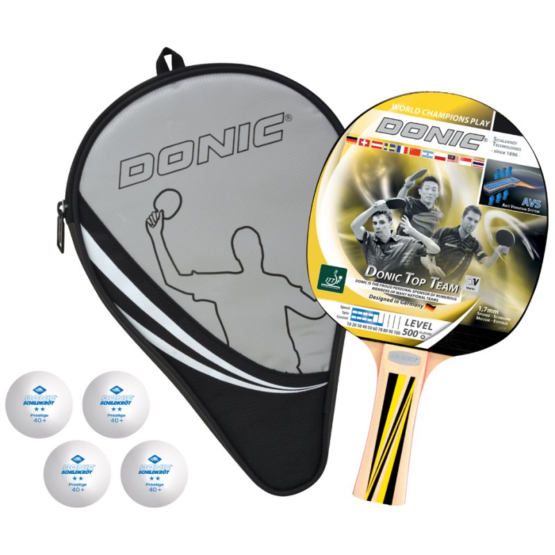 DONIC SCHILDKRÖT table tennis gift set Top Team 500, 1 bat, 4 balls, cover