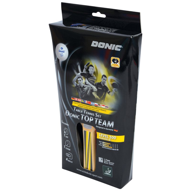 DONIC SCHILDKRÖT table tennis gift set Top Team 500, 1 bat, 4 balls, cover