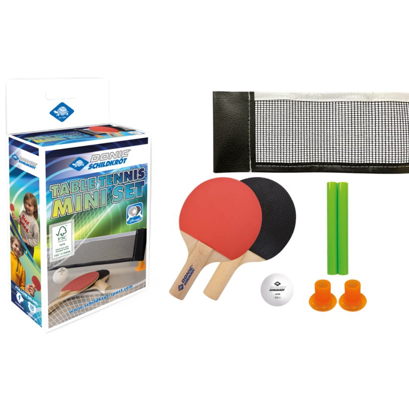 DONIC SCHILDKRÖT mini set de tennis de table, 2 raquettes, 1 balle, 1 filet