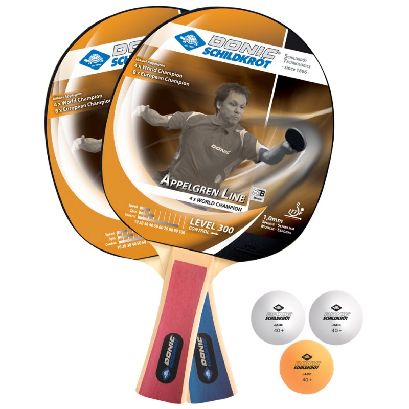 DONIC SCHILDKRÖT table tennis set Appelgren 300, 2 bats, 3 balls