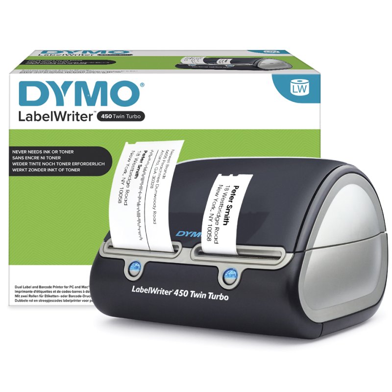 DYMO LabelWriter 450 Twin Turbo labelprinter, 600×300 dpi, USB-aansluiting