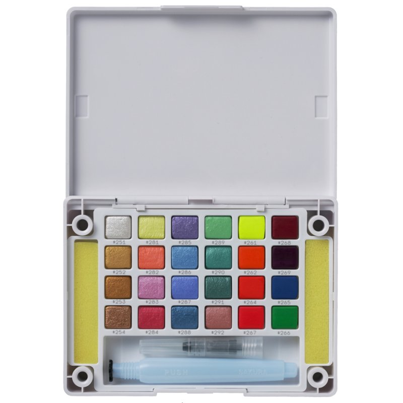 SAKURA Koi set de peinture aquarelle, 24 couleurs, avec pinceau à eau