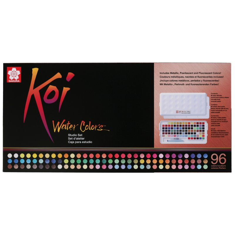 SAKURA Koi aquarelle studio set, 96 couleurs, avec pinceau à eau