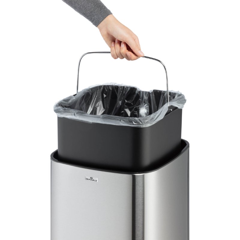 DURABLE sensor-afvalbak NO TOUCH, sans contact, 21 litres, argent