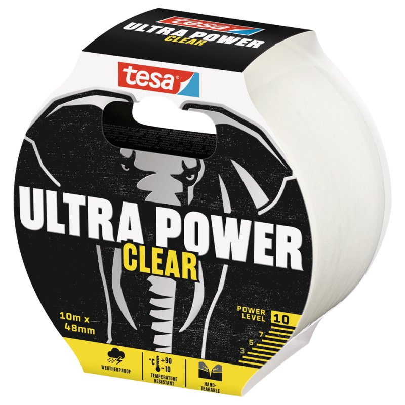 tesa ruban adhésif ULTRA POWER CLEAR, transparent, 48 mm × 10 m