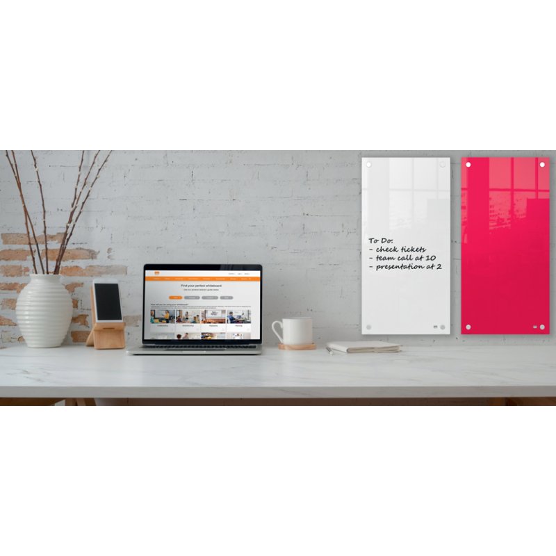 Nobo tableau blanc en verre, 30×60 cm, blanc, avec marqueur inclus
