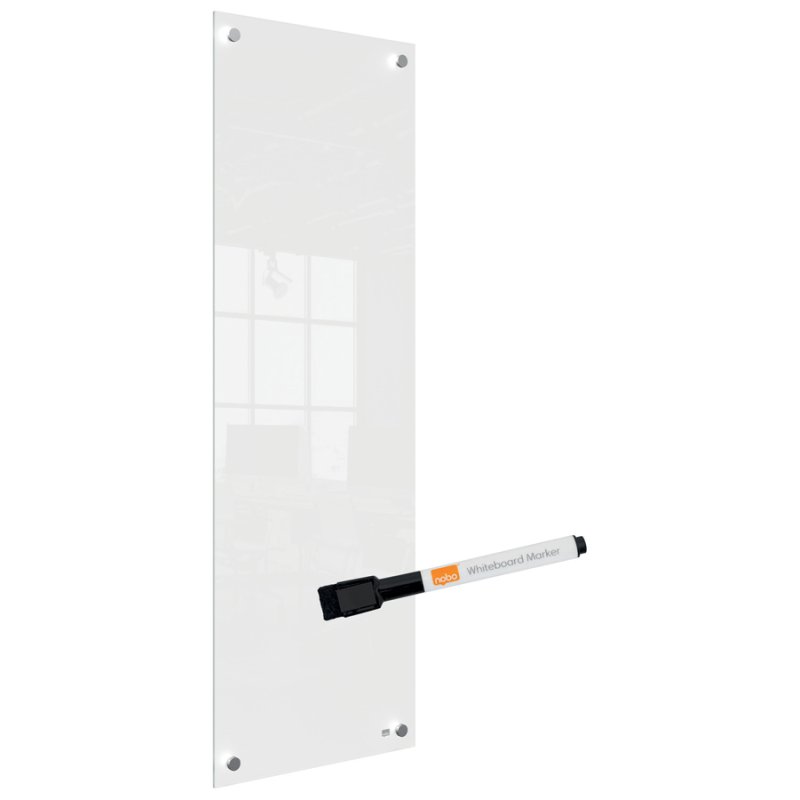 Nobo tableau blanc en verre, 30×60 cm, blanc, avec marqueur inclus