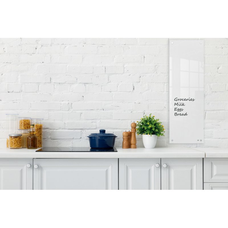 Nobo tableau blanc en verre, 30×60 cm, blanc, avec marqueur inclus