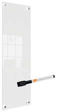 Nobo glazen notitiebord, wit, 30×90 cm, wandmontage