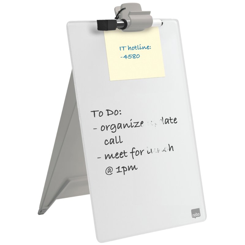 nobo tableau blanc en verre avec bloc-notes, format A4, blanc