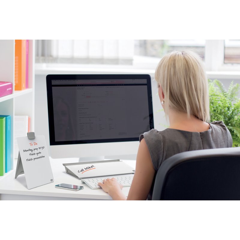 nobo tableau blanc en verre avec bloc-notes, format A4, blanc