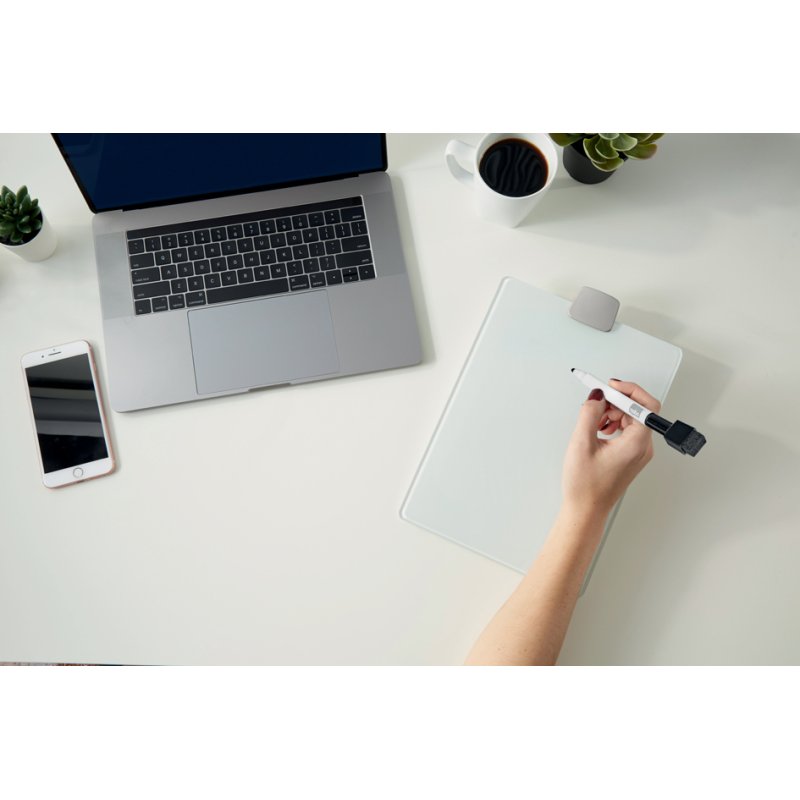 nobo tableau blanc en verre avec bloc-notes, format A4, blanc