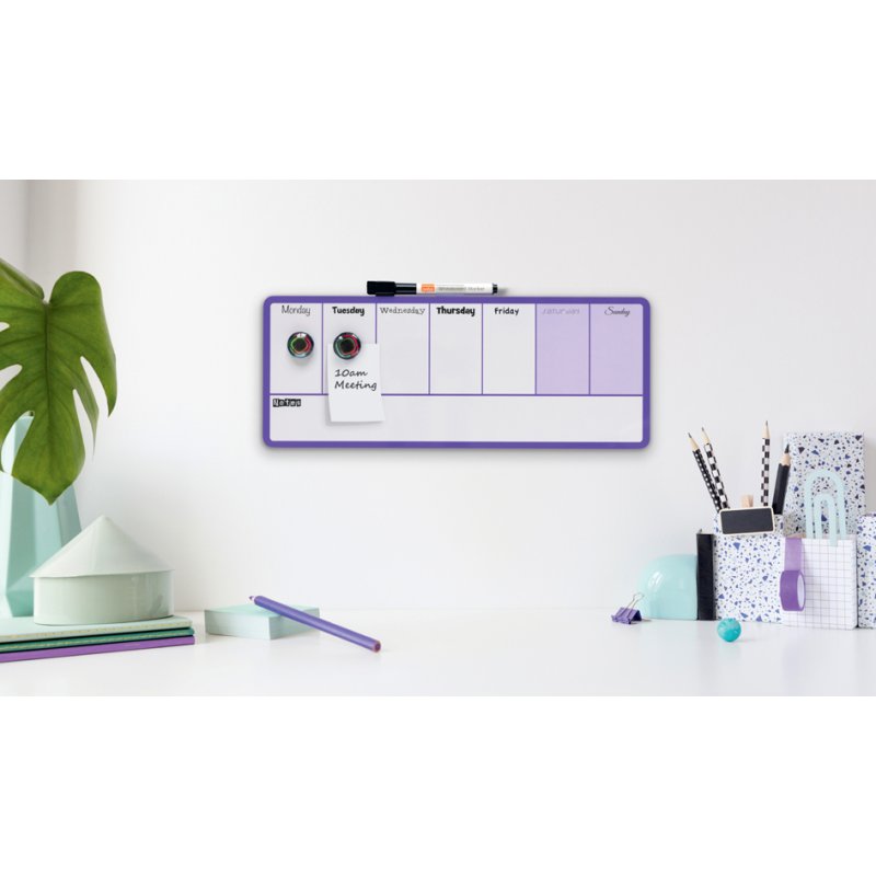 nobo Planificateur hebdomadaire, 360 × 140 mm, violet, adhésif magnétique