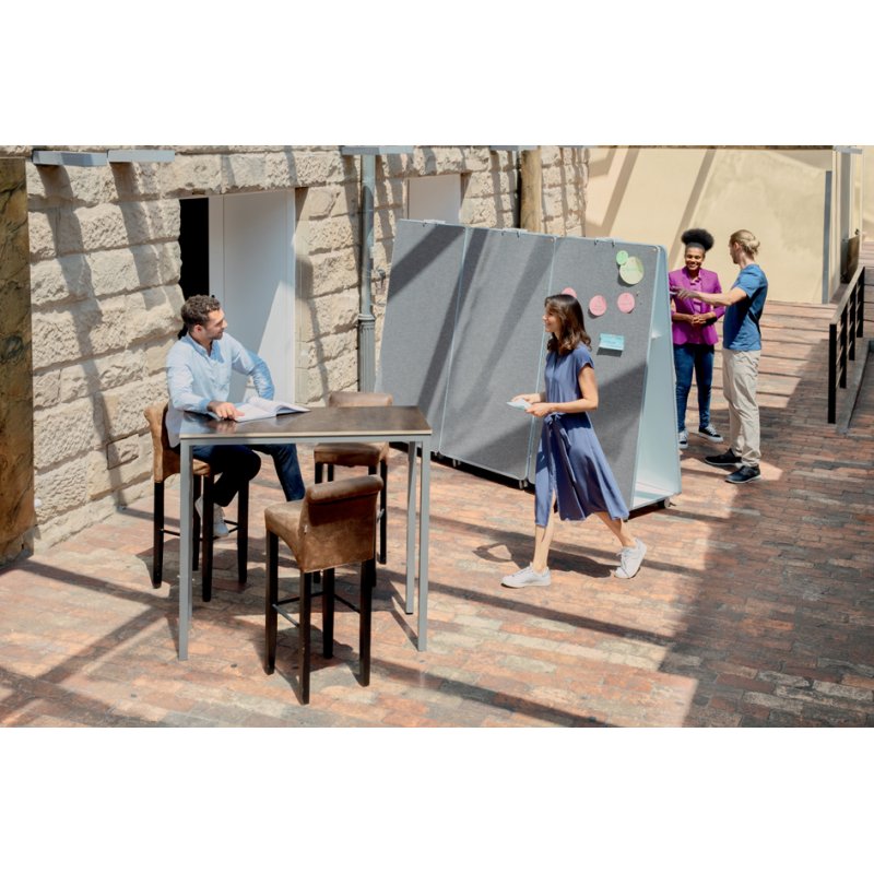 nobo Kombit MoveMeet table blanche interactive, blanc/gris, recto-verso, magnétique, 900×1800 mm