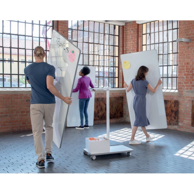 nobo Kombit MoveMeet table blanche interactive, blanc/gris, recto-verso, magnétique, 900×1800 mm