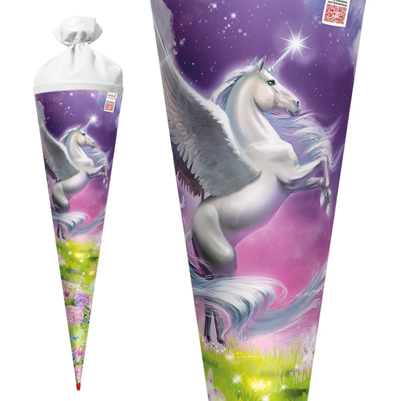 ROTH cône d'école Magic Pegasus, blanc, rond, 700 mm, avec paillettes