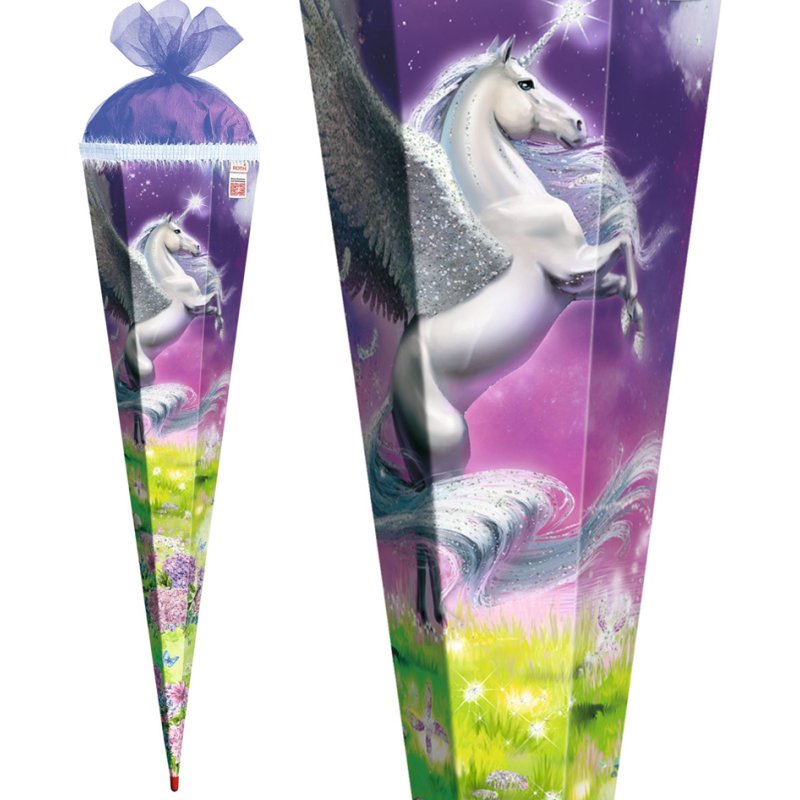 ROTH cône d'école Magic Pegasus, blanc, rond, 700 mm, avec paillettes