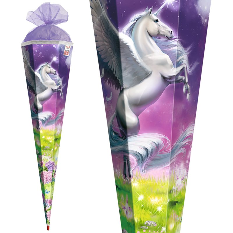ROTH cône d'école Magic Pegasus, blanc, rond, 700 mm, avec paillettes