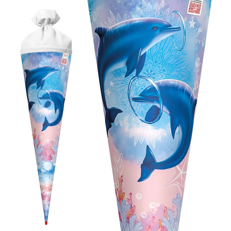 ROTH Cartable Dauphins, rond, 70 cm, avec paillettes