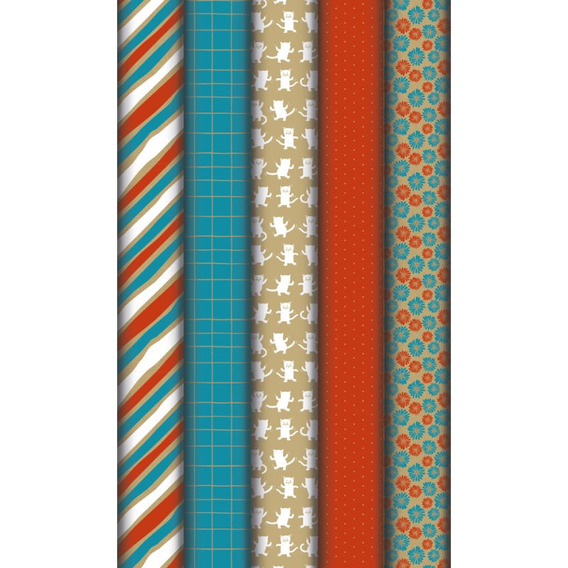 Clairefontaine papier cadeau Adventura, papier kraft 60 g/m², 700 mm × 2,0 m, 60 rouleaux