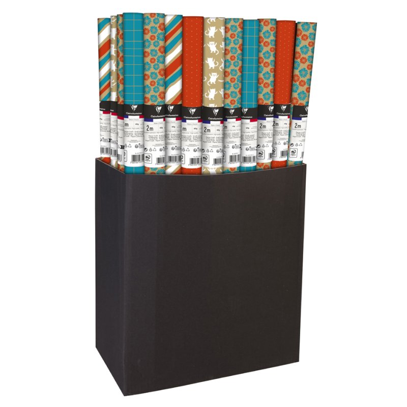Clairefontaine papier cadeau Adventura, papier kraft 60 g/m², 700 mm × 2,0 m, 60 rouleaux