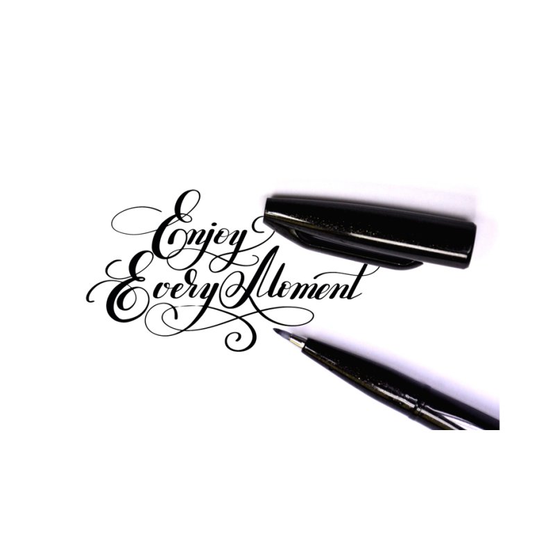 Pentel Sign Pen Brush calligraphy pen, flexible brush tip, black, pack of 3
