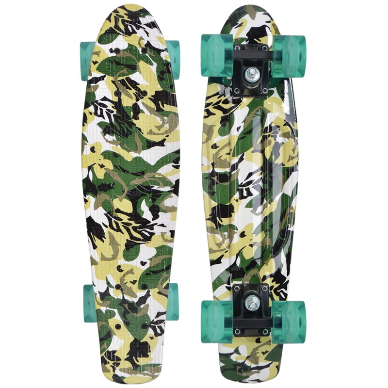 SCHILDKRÖT Vrije Geest retro board, camouflage, LED wheels, 560×140 mm
