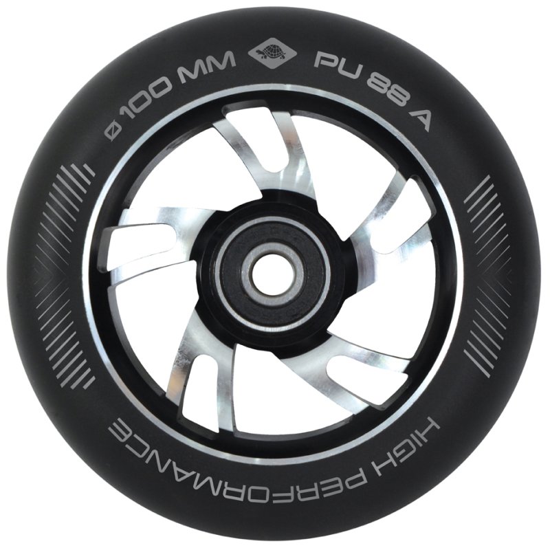SCHILDKRÖT vervangingswielen stuntstep, zwart, 100 mm PU, ABEC9 kogellagers, 2 stuks