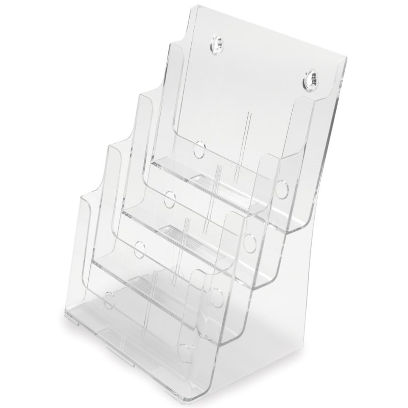 deflecto porte-prospectus DIN A5 vertical, 4 compartiments, cristal clair