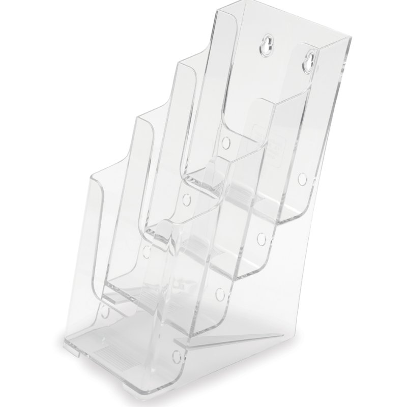 deflecto porte-prospectus DIN A5 vertical, 4 compartiments, cristal clair