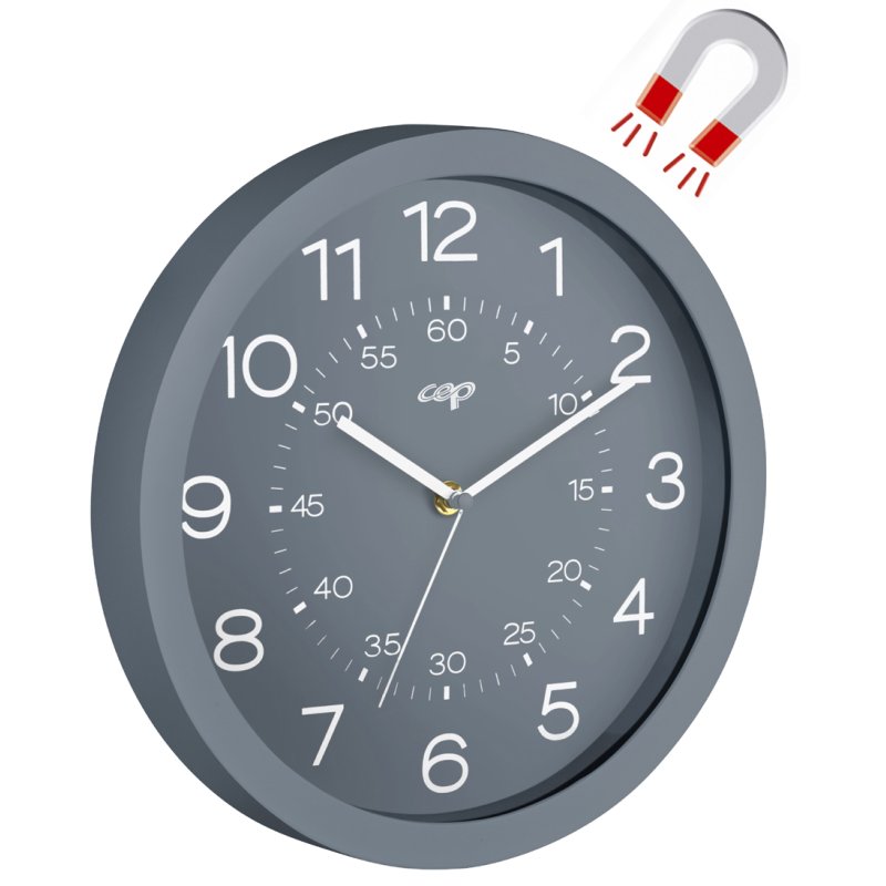 cep horloge mural minéral, magnétique, gris, 30 cm