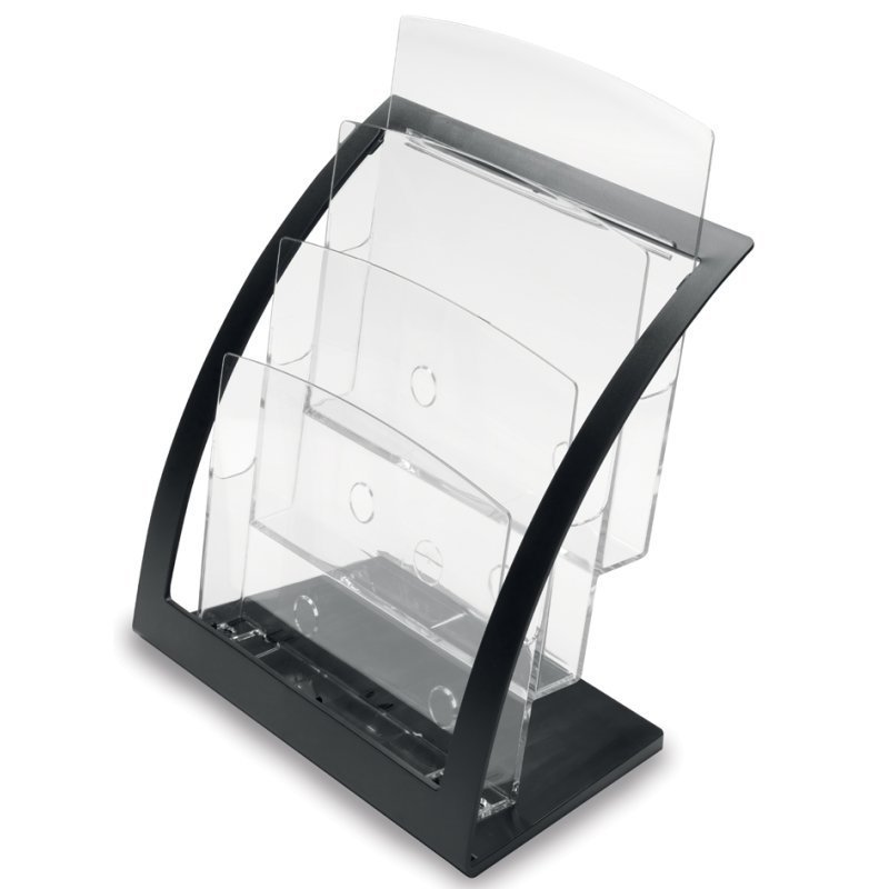 deflecto porte-brochures Contemporary A4, argent, 3 compartiments, sur pied