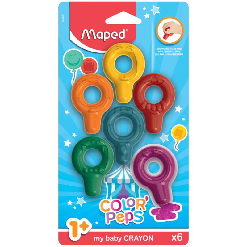 Maped Color'Peps craies de cire, 6 couleurs, à partir de 1 an, 6 pcs