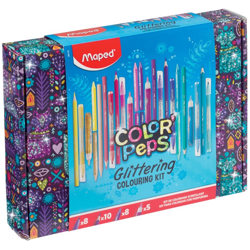 Maped boîte de dessin Color'Peps, coffret scintillant, 31 pièces