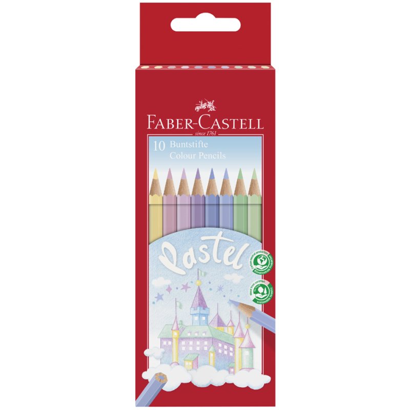 Faber-Castell kleurpotloden pastel, zeskantige schacht, 10 stuks