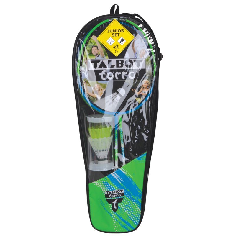 TALBOT torro kinderenbadmintonset 2 Junior Aanvallers, 2 rackets, 2 shuttles, draagtas